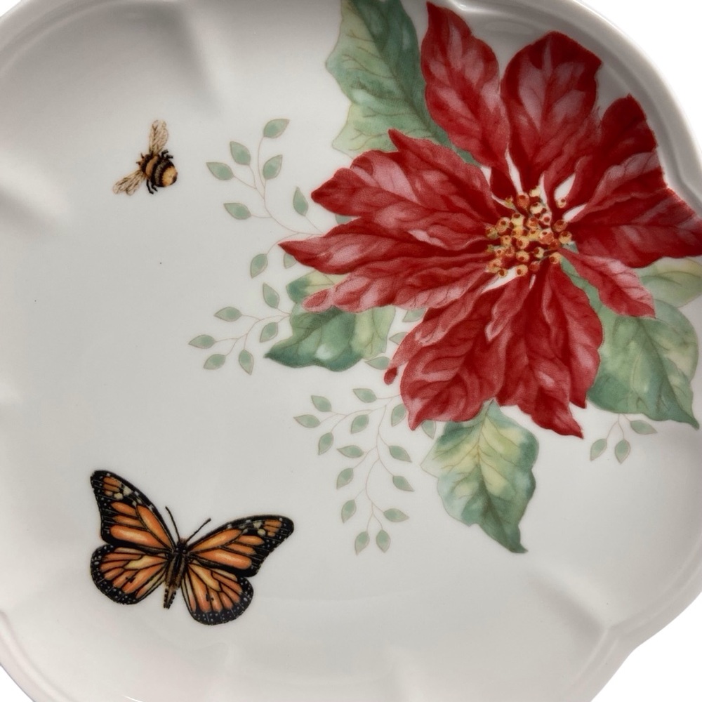 Butterfly Meadow Lenox Poinsettia & Bee Accent Plate - Picture 3 of 9